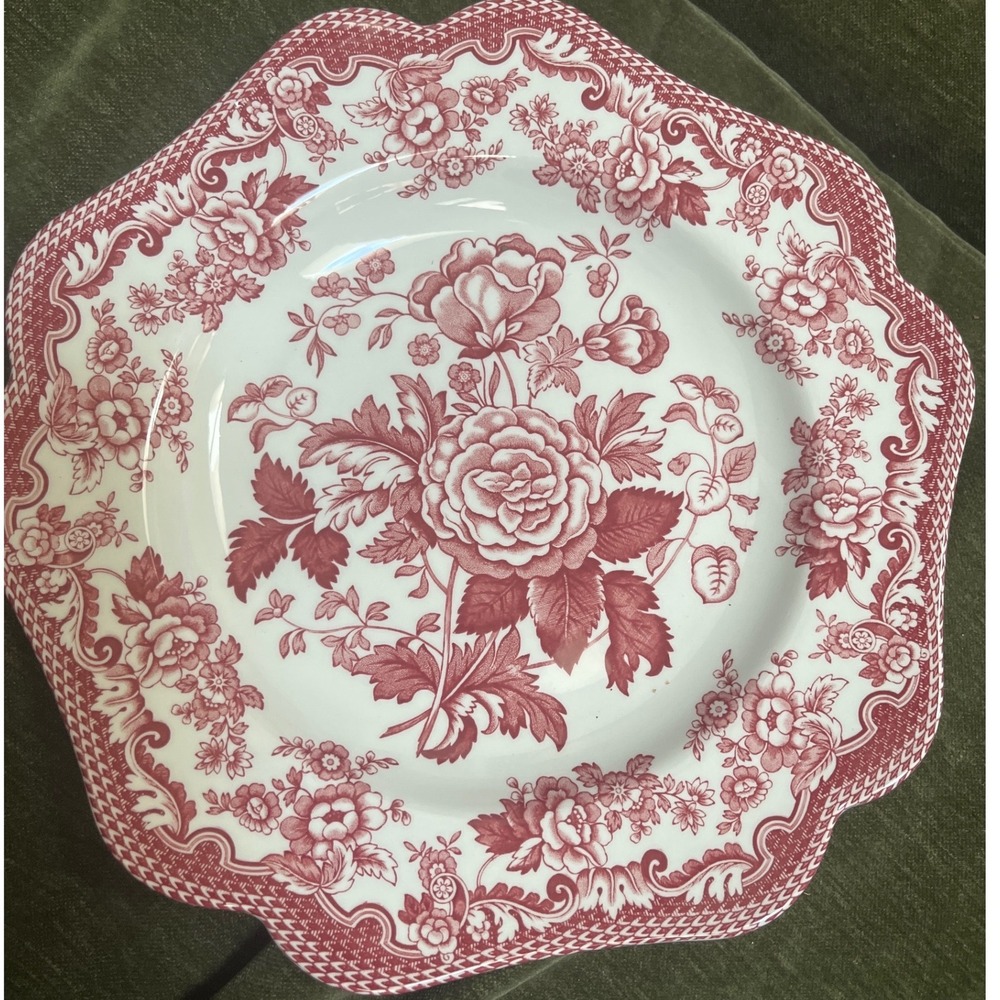Vintage Spode Archive Collection 9 3/4" British Flowers Rosa Plates Set Of 2